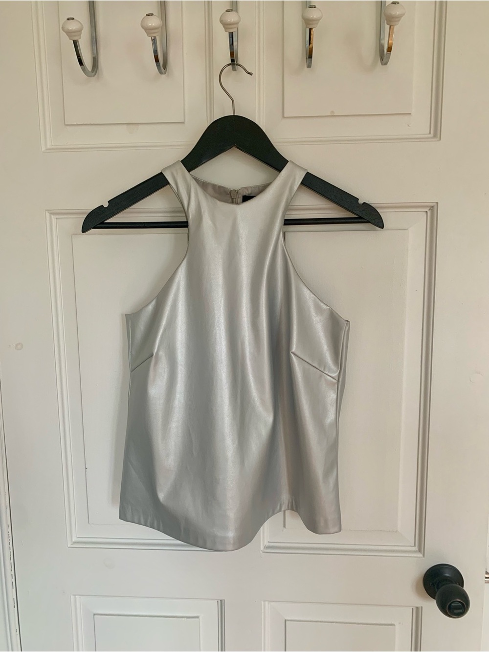 Deluc Silver Faux-Leather Halter Tank